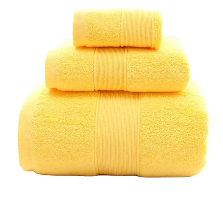 New Luxury 35*35cm+35*75cm+70x140cm  3 Piece Towel Set Hotel Cotton Embroidered logo Soft and Absorbent Towel Set  Towel Bath