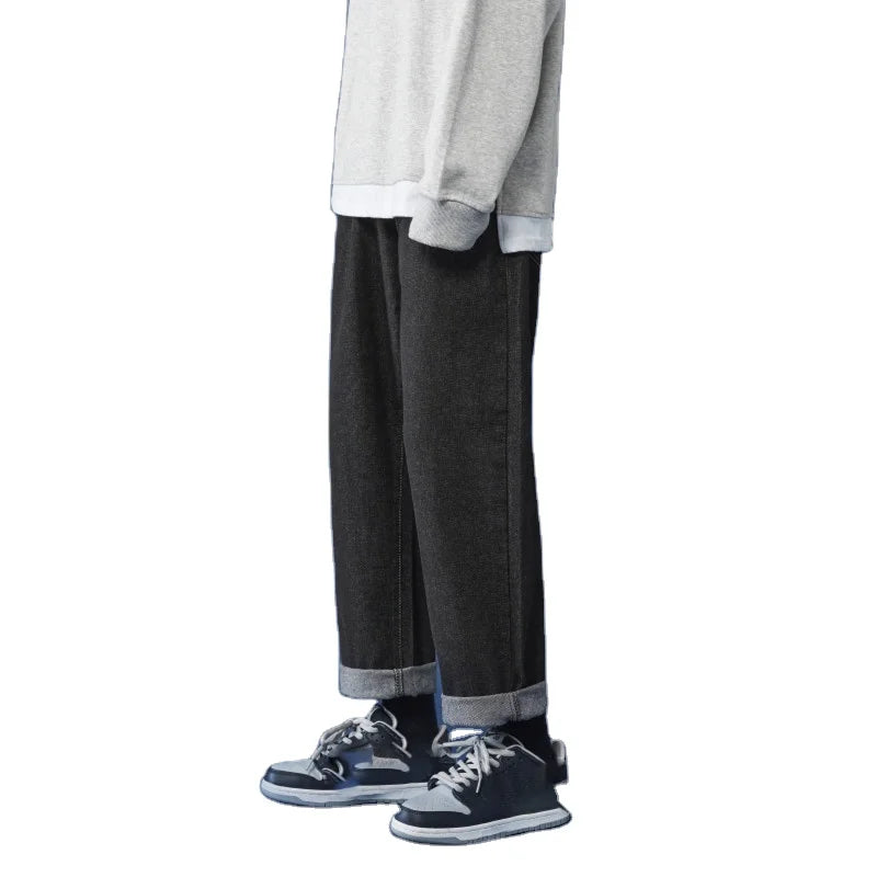 Bangladesh china factory price Customized Logo Design summer casual trendy loose straight leg versatile classic pants jean pant