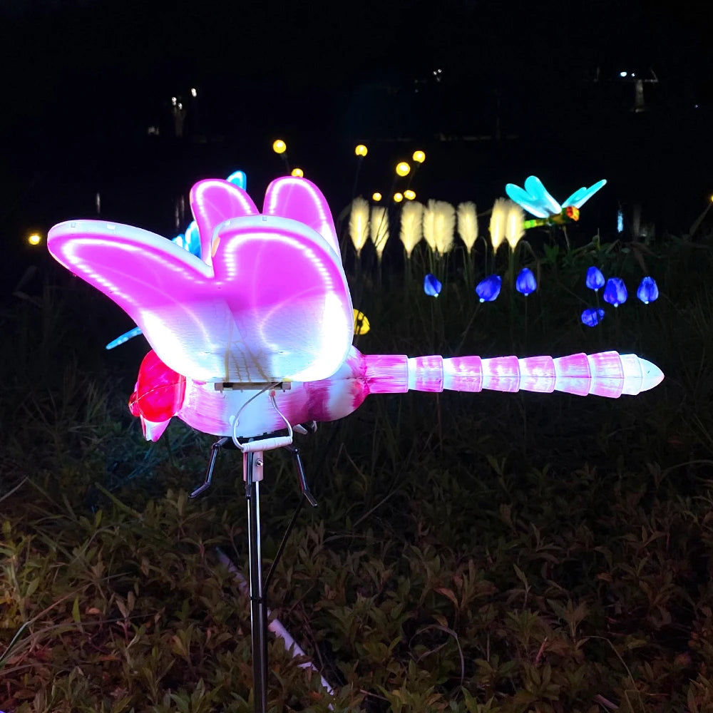 Parks celebrations event planning creative products 3d dynamic dragonfly outdoor wedding decor led  light garden lighting 12v