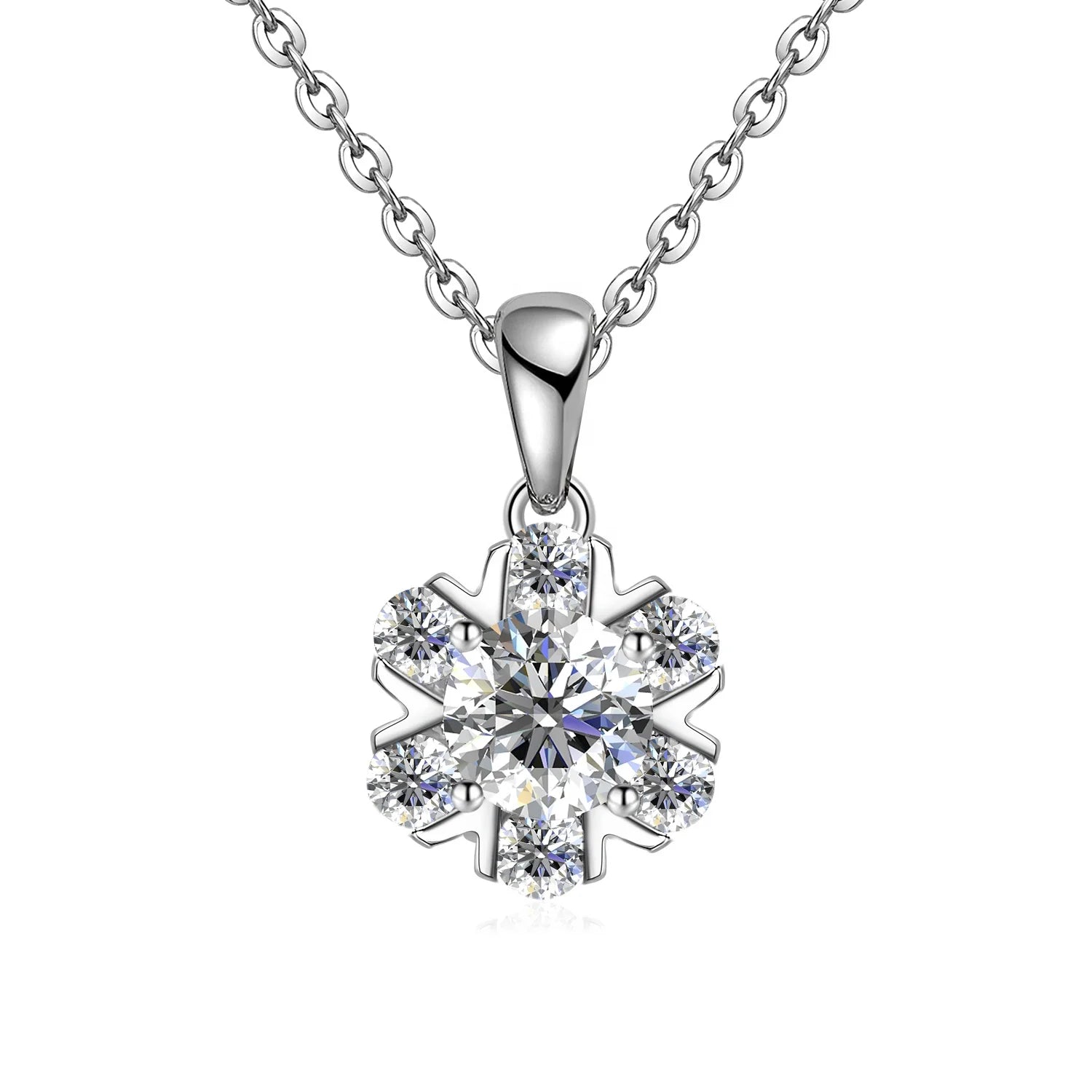 High Quality Lab Created Moissanite Diamond Sterling Silver 925 Flower Pendant Fine Necklace Wholesale Destiny Jewellery