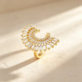 QIKU Top Quality Open Screen Exquisite Copper Zircon Opening Adjustable Ring New French Romantic Female Wedding Accessories Gift