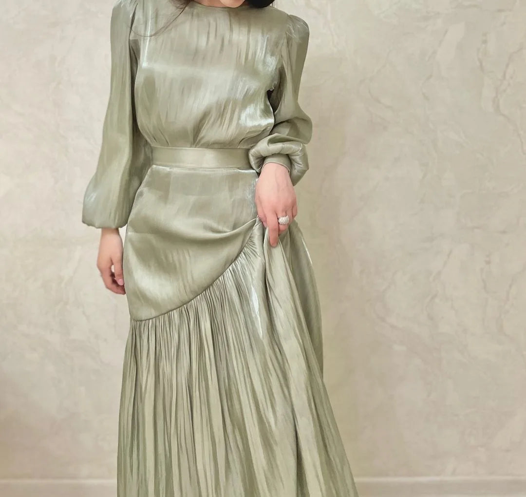 2025 Women Full-length Modest Islamic Shining Long Dress Party Beautiful Elegant Satin Customizable Eid Muslim Fashion MegaBDM