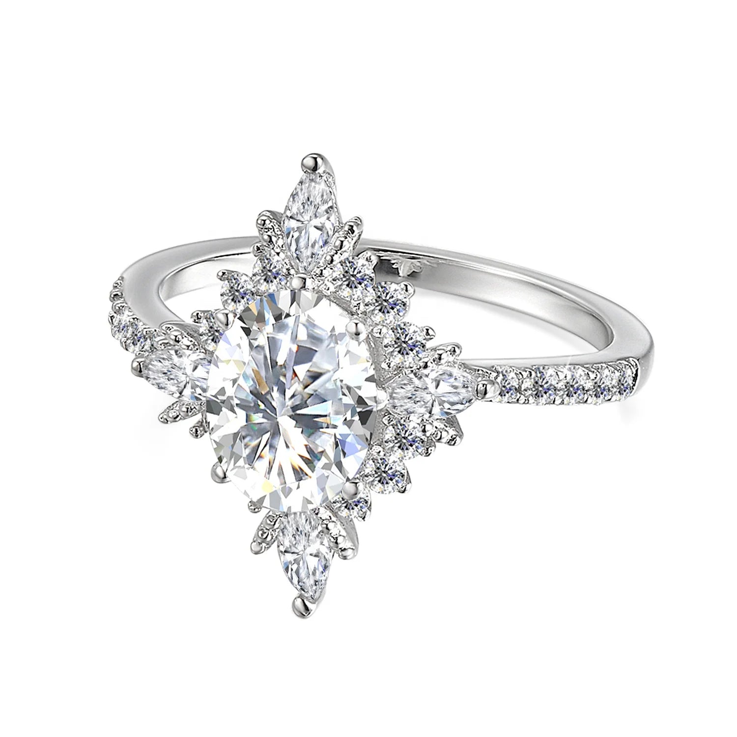 GRA Moissanite Diamond Jewelry 925 Sterling Silver Cocktail Statement Ring Valentines Day Gifts for Women Destiny Jewellery