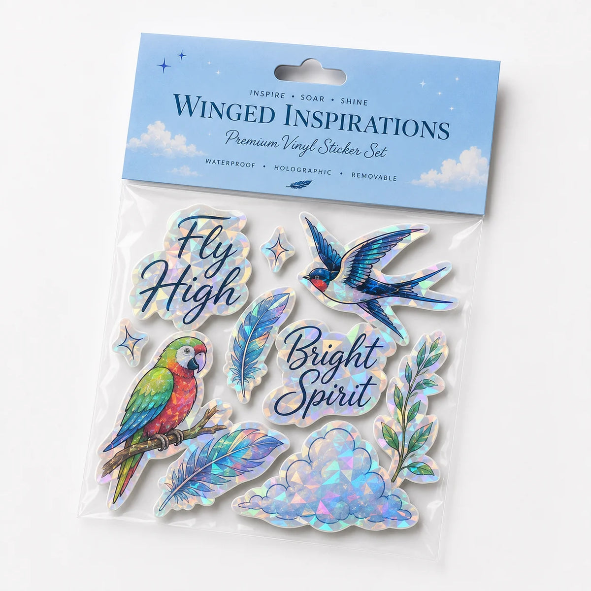 Custom Personalized Sticker Pack with Header Card Waterproof Vinyl Holographic Cartoon Die-Cut Stickers MegaBDM