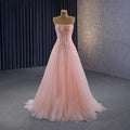Jancember 222130 Simple Strapless Pink Lace-up Crystal Formal Party Evening Dresses