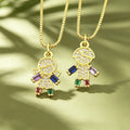 QIKU Wholesale Unisex Colorful Rhinestone Pendant Necklace with Crystal Inlay Bulk Children's Day Gift