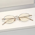 Ultra-Light Pure Titanium Oval Eyeglasses Thin IP Plated Prescription Frames MegaBDM