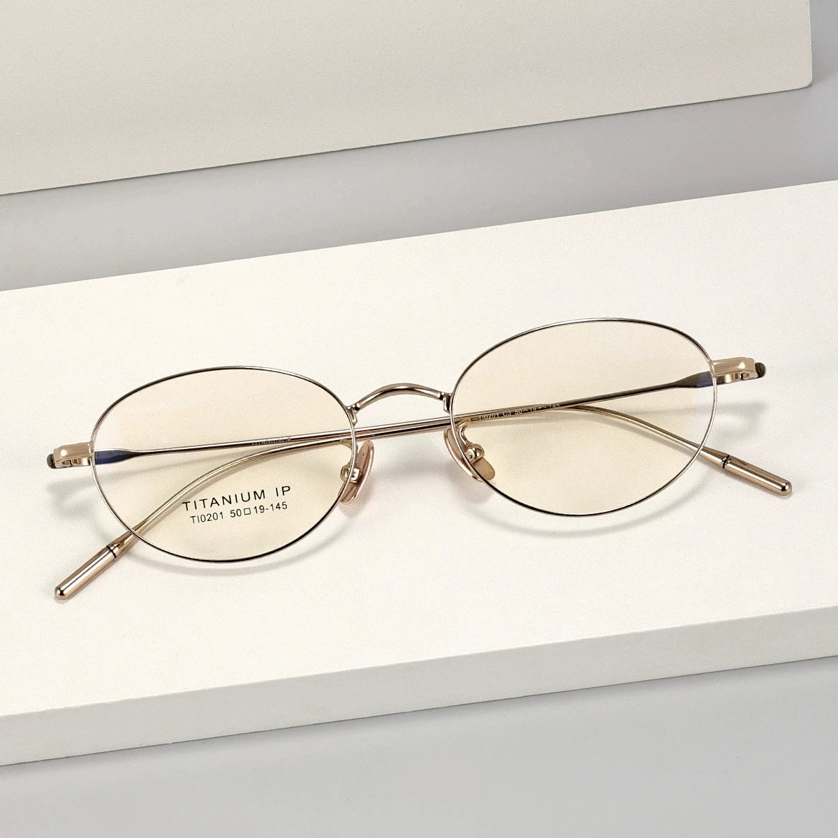 Ultra-Light Pure Titanium Oval Eyeglasses Thin IP Plated Prescription Frames MegaBDM