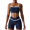 Patchwork Contrast Color Exercise Shockproof Quick-drying Workout Women Yoga Gym Fitness Sets