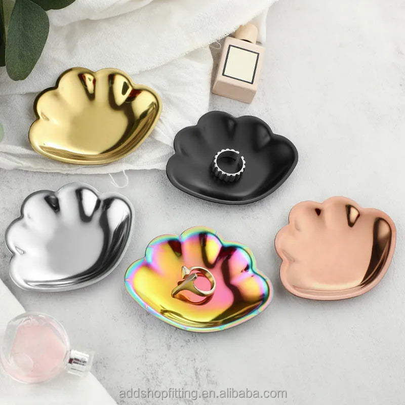 Custom logo Stainless Steel Decorative Shell Seashell Earrings Rings Jewellery Jewelry Tray
