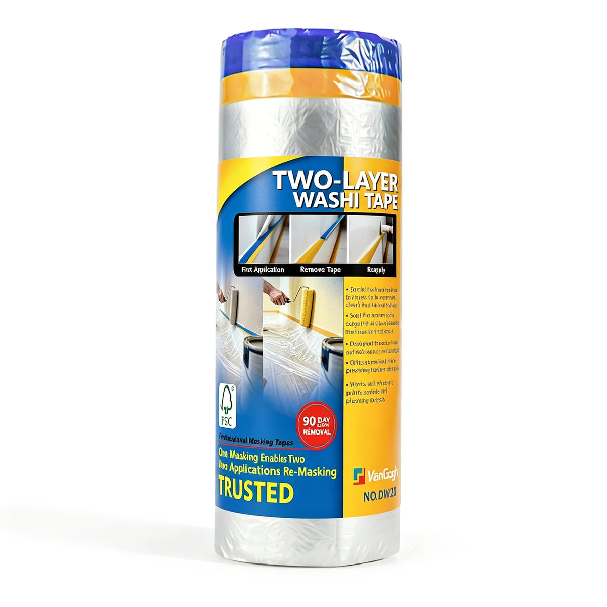 Factory Direct Acrylic Double Layer Washi Masking Tape Pre Taped Film Paint Protection Construction Painting Solution MegaBDM