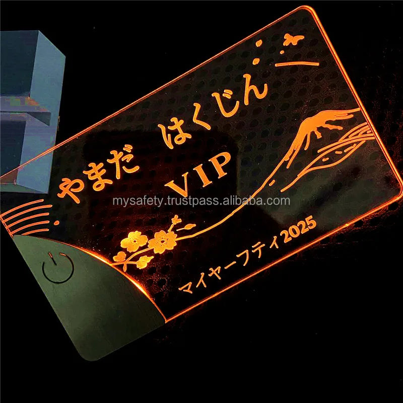 4 Custom LED NFC Electronic Business Card Label USB Keychain Smart Social Link Tap Plastic VIP Clear Card Film Laminated Printed