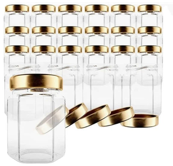 Mini Glass Honey Jars for Wedding Favor 3 oz Glass Favor Jars with Gold Lid Small Glass Jars with Airtight Lid for Spice Candy