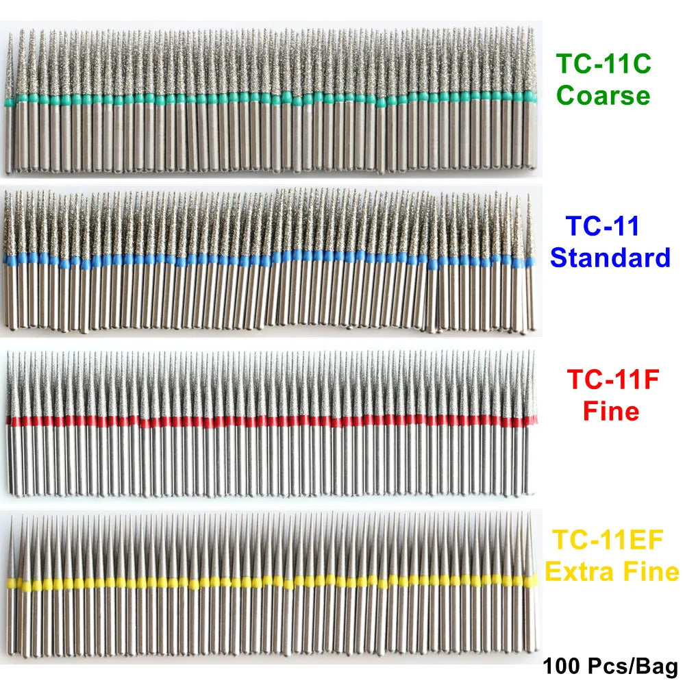 100Pcs/Bag High Quality Dental Diamond Burs Polishing DIA.1.6mm For High Speed Handpiece Polishing Drill Dentistry Tools