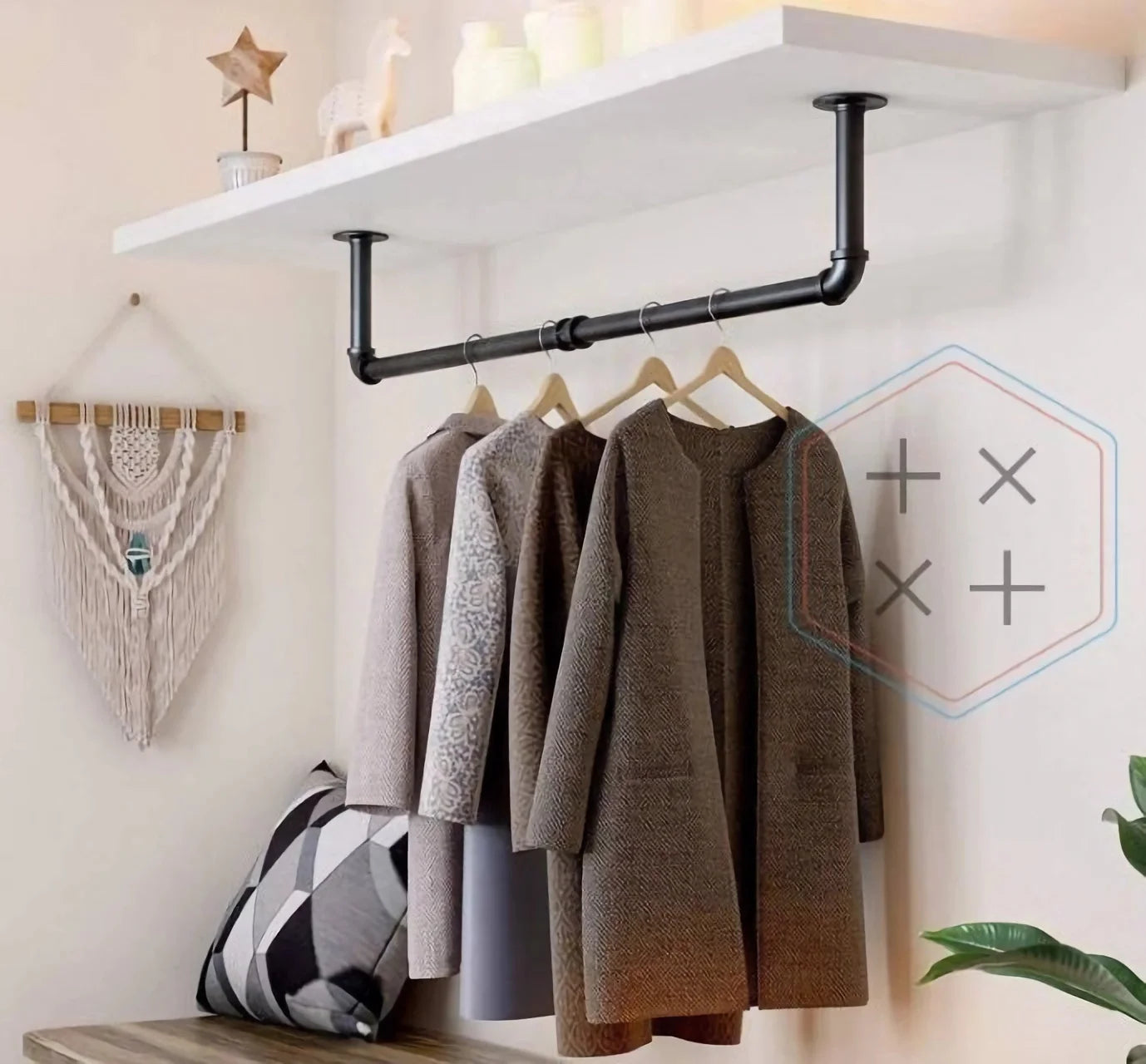 Shop Design Steel Garment Rail Shelf Clothing Clothes Display Rack for Retail Store Home