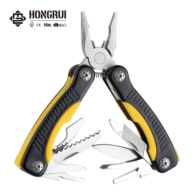 Good Quality Multi-pliers Outdoor Pliers 11 in 1 Tools with Plastic Handle for Garden Camping Use Handle Tools with Nylon Pouch