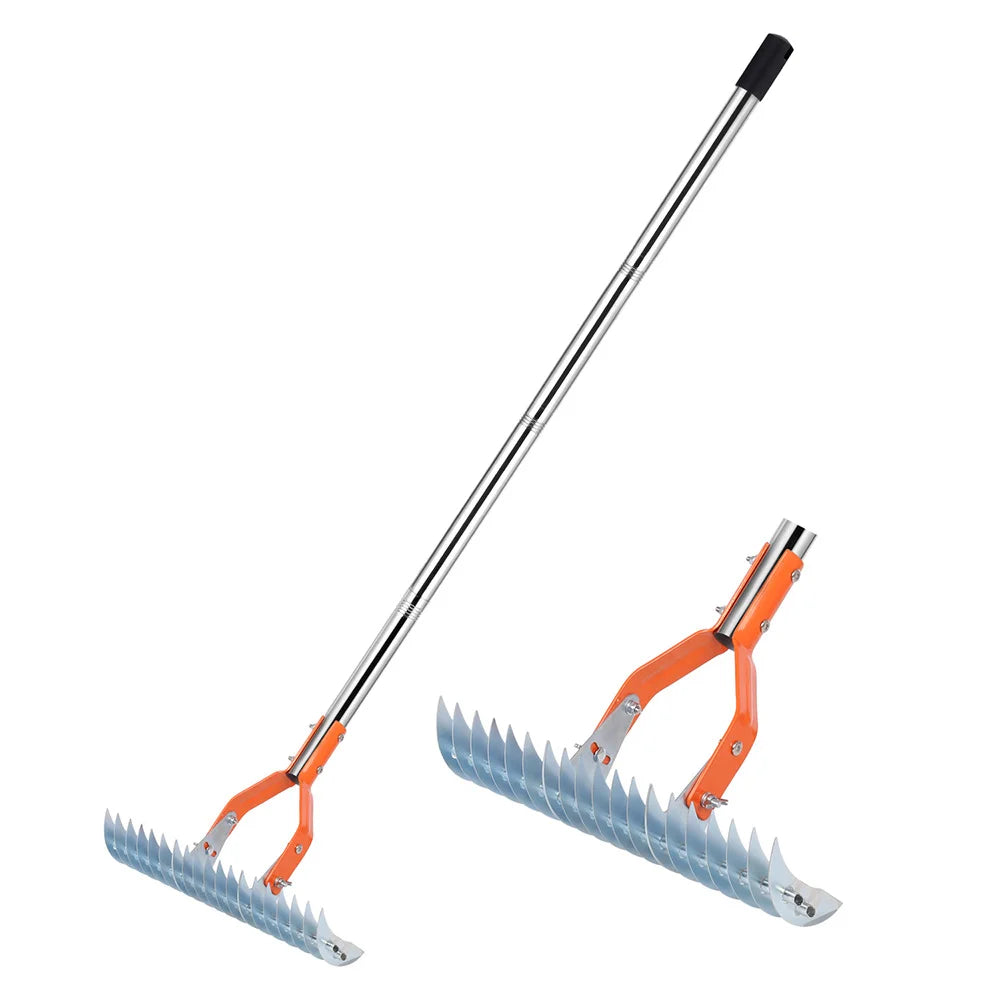 Lawn Dethatching Rake Long Handle Thatch Remover for Garden Lawn Maintenance
