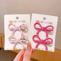New Children's pink Bow Polka Dot Duckbill Clip Korean Bangs Hair Clip Forehead Side  Headdress Hairpin  Accessories