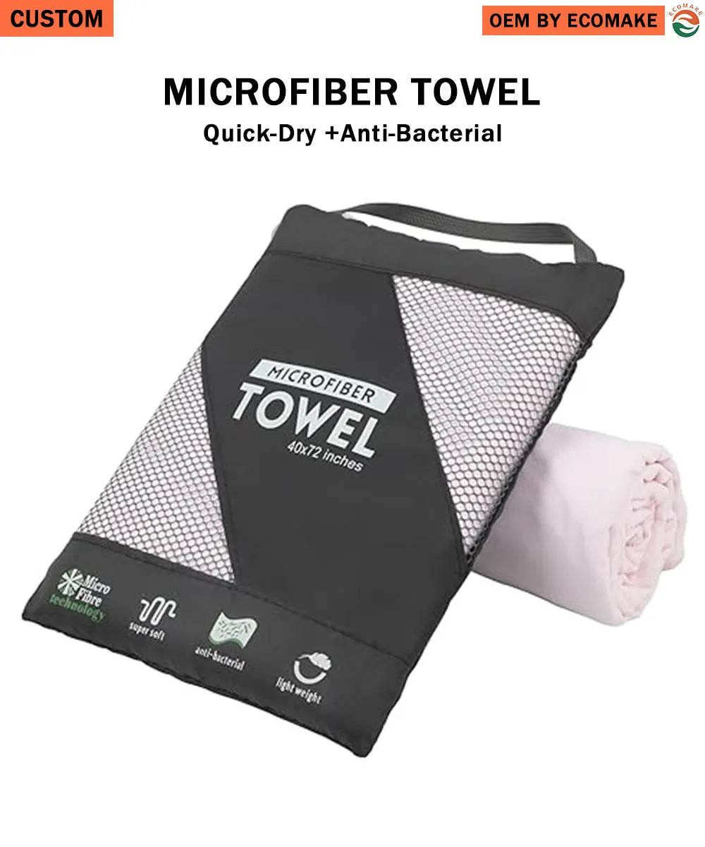 ECO Custom Logo Microfiber Sport Towels Custom Printed Fast Drying Beach Solid Color Sand-Free with Logo for Beach Gym Travel MegaBDM