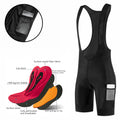 Fualrny Cycling Bib Shorts 5D Gel Pad Mountain Bike Shorts Bretelle Pockets Outdoor Breathable UPF50+ Bike Tight Bicycle Shorts