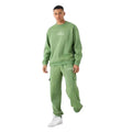 Men's Green Fleece V-neck Breathable Winter Crewneck Cargo Jogger Set Custom Logo Two Piece Streetwear Tracksuit Pocket Detail