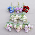 Multiple Colors 11 Heads Faux Roses Flower Bouquet Silk Artificial Rose Bushes for Wedding
