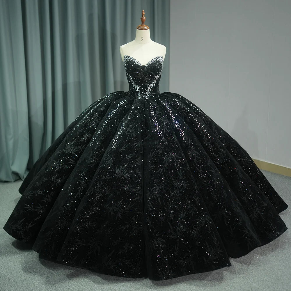Jancember 1260 Diamond Black Sleeveless Empire Puffy Quinceanera Party Gowns MegaBDM