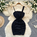 2025 Summer Y2K Strapless Tunic Hip Midi Dress for Women Empire 3D Lace Dress