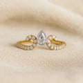 Sterling Silver V Shaped Wedding Band Pear Cut Diamond Ring IGI Certified Jewelry Gift for Women Party