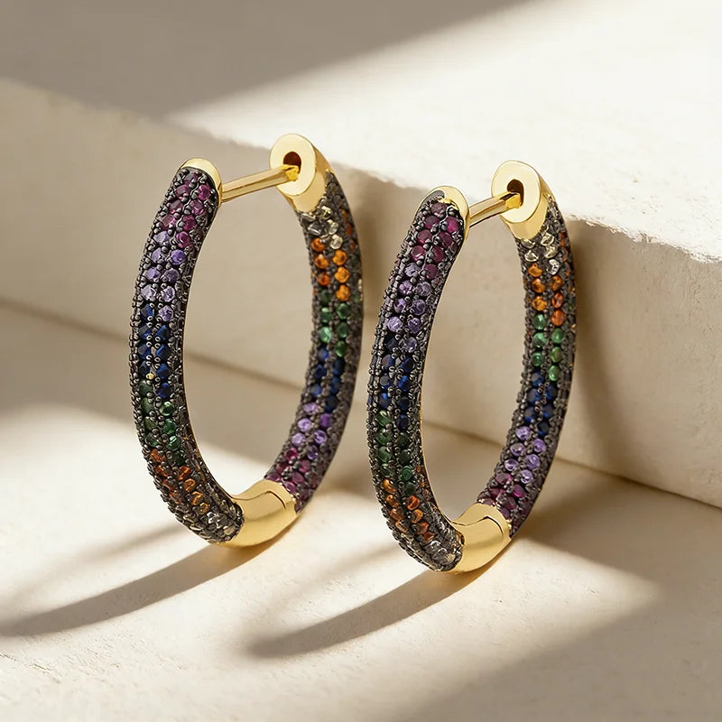 QIKU Fashion Unique Charm Earrings Women Simple U Shape Purple/Blue/Green Crystal Party Jewelry Gift 4 Colors Choice Wholesale