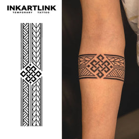 INKARTLINK Celtic Knot Tattoo Sticker Geometric Armband Endless Knot Herbal 15 Days Semi-permanent Body Art Forearm Wholesale