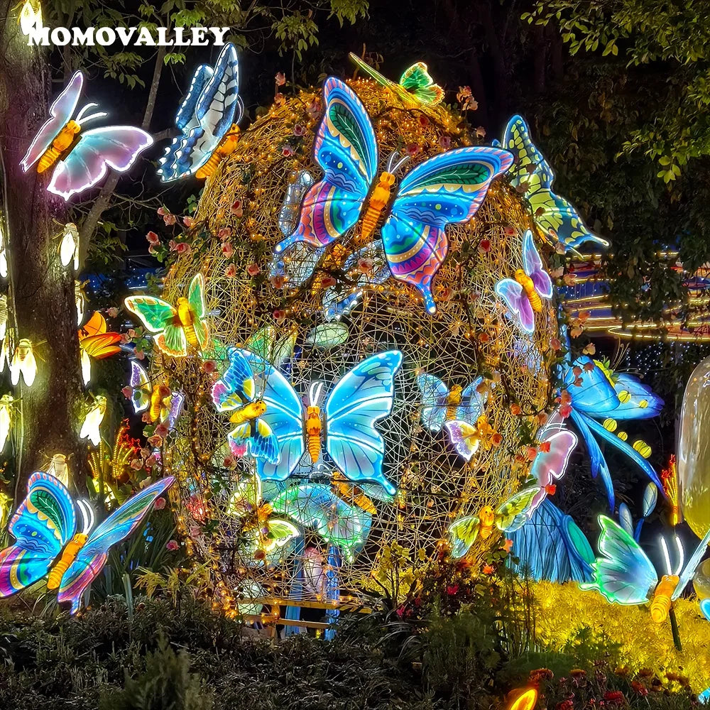 Garden 3d Monarch Led butterfly fairy Street Christmas Tree Outdoor Decorative Lighting Artificial Insects
