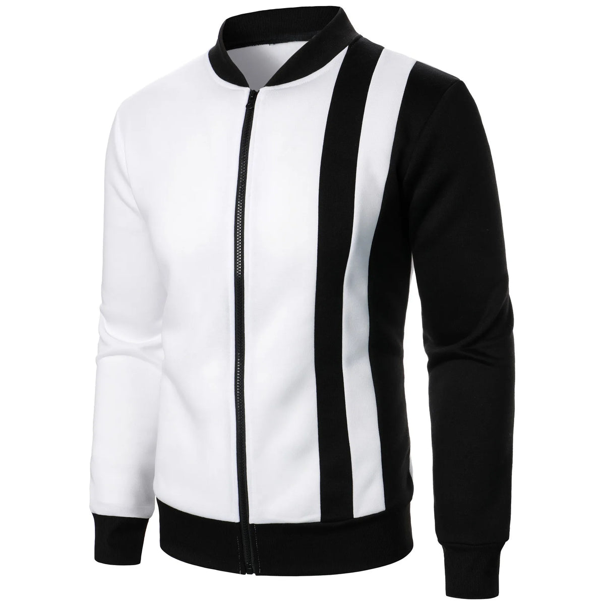 OEM Factory Breathable Knitted Polyester Blend Zip Cardigan Men Jacket Stand Collar Color Block Sweatshirt Casual Cross Border MegaBDM