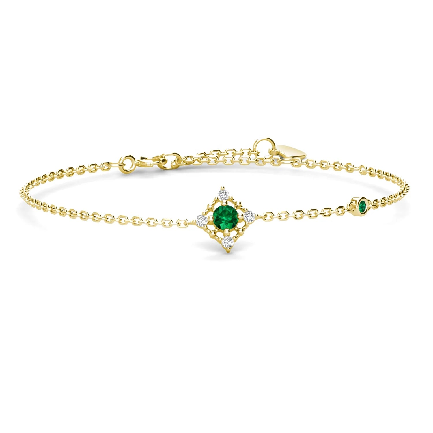 Sterling Silver 925 Lab Grown Gemstone Vivid Green Emerald Women Bracelet Vintage Fine Jewelry for Women Destiny Jewellery