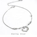 GP Adjustable Silver Anklet Sterling Silver 925 Platinum Plated Beaded Anklets Heart Charms Permanent Jewelry Bracelet Wholesale