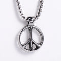 Men Silver Tone High Polished Souvenir Fashion Stainless Steel Pendant Anti War Peace Sign Jewelry Necklace MegaBDM