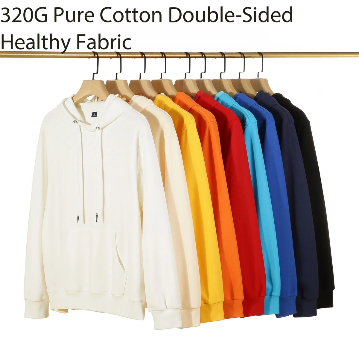 Bangladesh China Factory Price 320G 100% Cotton Pullover Hoodie Men Long Sleeve Custom Embroidery Logo Uniform Wholesale Hoodies MegaBDM