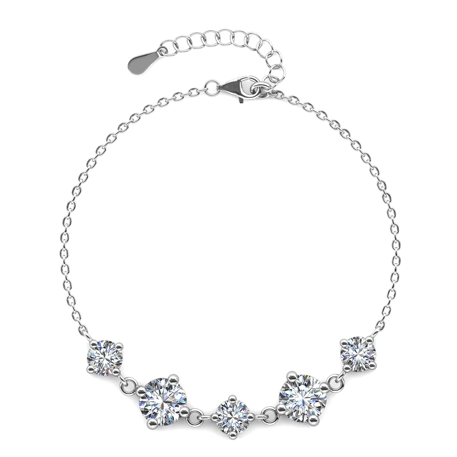 New 925 Sterling Silver 1CT GRA Moissanite Diamond Luxury 5 Stone Bracelet Fine Jewelry for Women Wife Destiny Jewellery