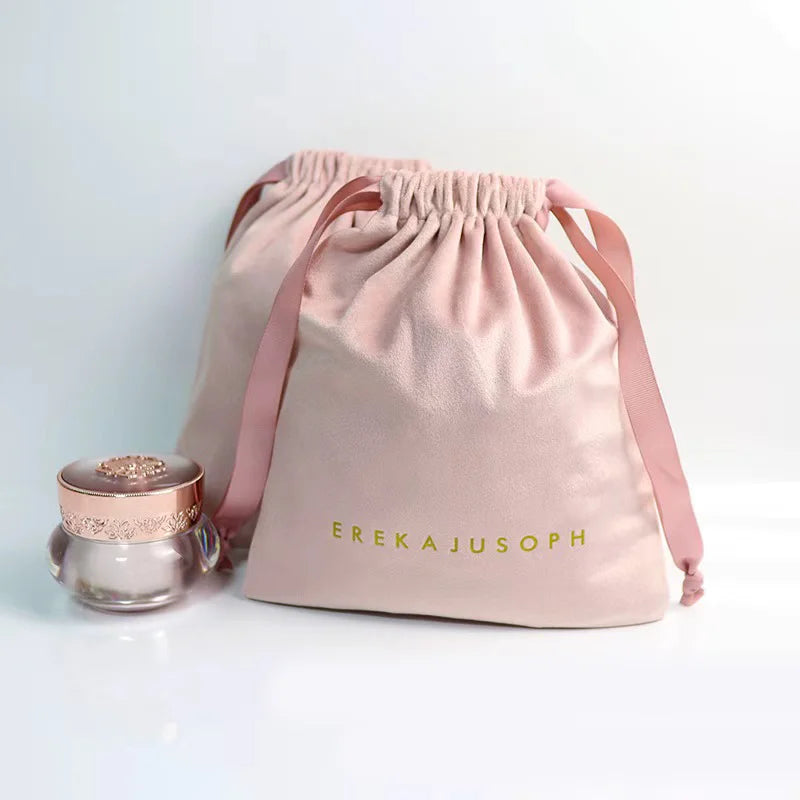 ISO9001 & BSCI Customized Size Color Soft Pink Velvet Pouch Drawstring Velvet Bags Dust Gift Jewelry Cosmetic Packaging Bag