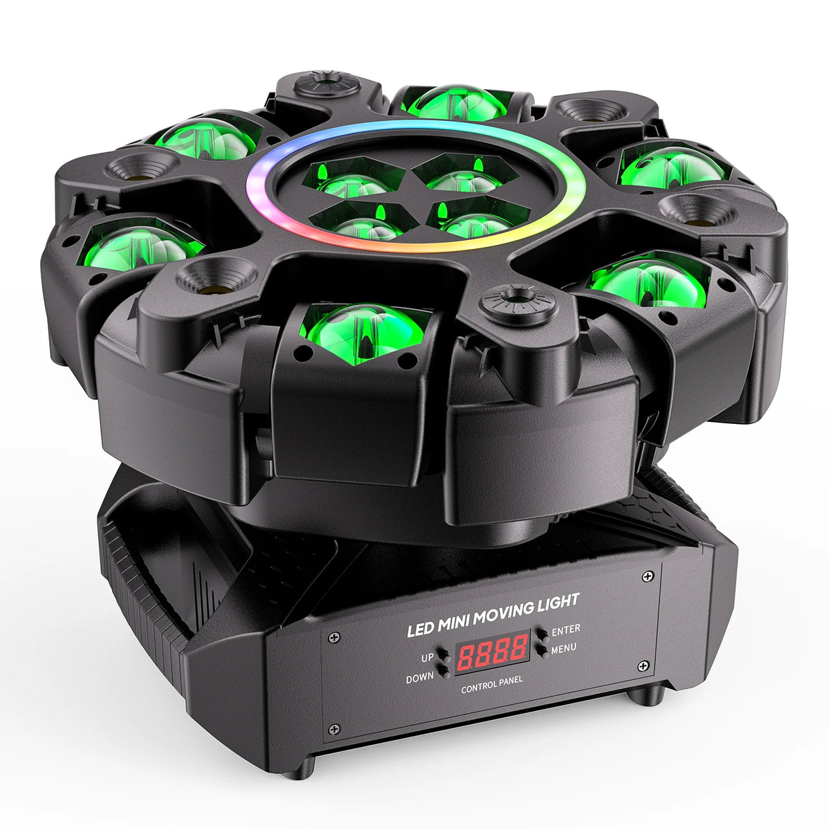 U`King 150W LED RGBW Six Arm Laser Beam Moving Head Light Stage Effect Strobe Lighting DMX for Disco DJ Bar Party MegaBDM