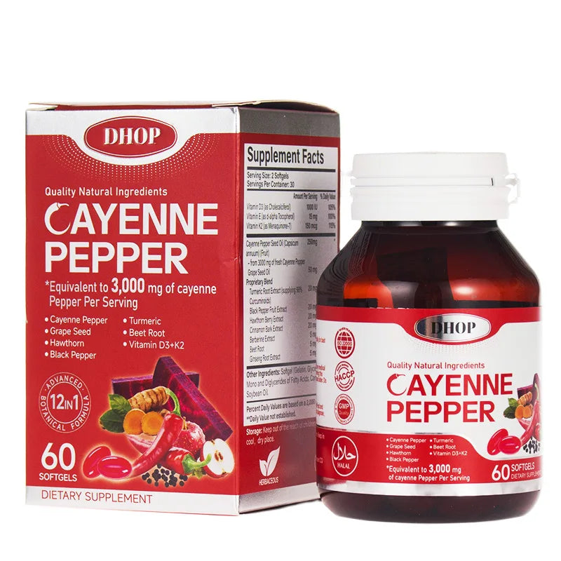 DHOP Complete Heart Health Softgels D3 1000IU K2 150 Mcg Cayenne Turmeric & Hawthorn Berry