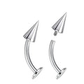 ASTM F136 Titanium 16G Curved Body Jewelry Punk Style Rook Piercings Barbell Eyebrow Ring with Spikes for Wedding Engagement