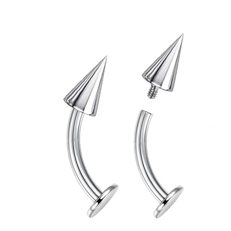 ASTM F136 Titanium 16G Curved Body Jewelry Punk Style Rook Piercings Barbell Eyebrow Ring with Spikes for Wedding Engagement