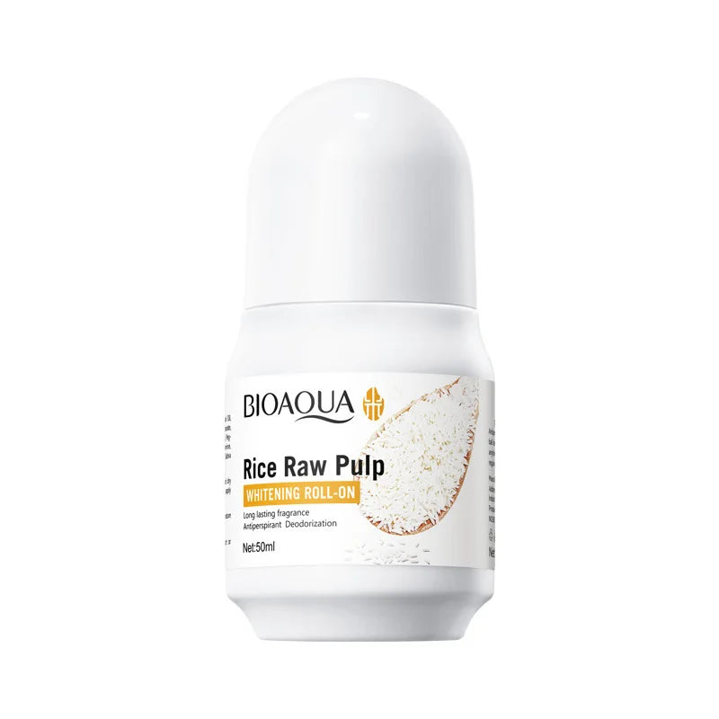 OEM 50ml Rice Raw Pulp Whitening Roll-on Portable Rice Roll on Improve Sweating Long Lasting Fragrance Deodorant
