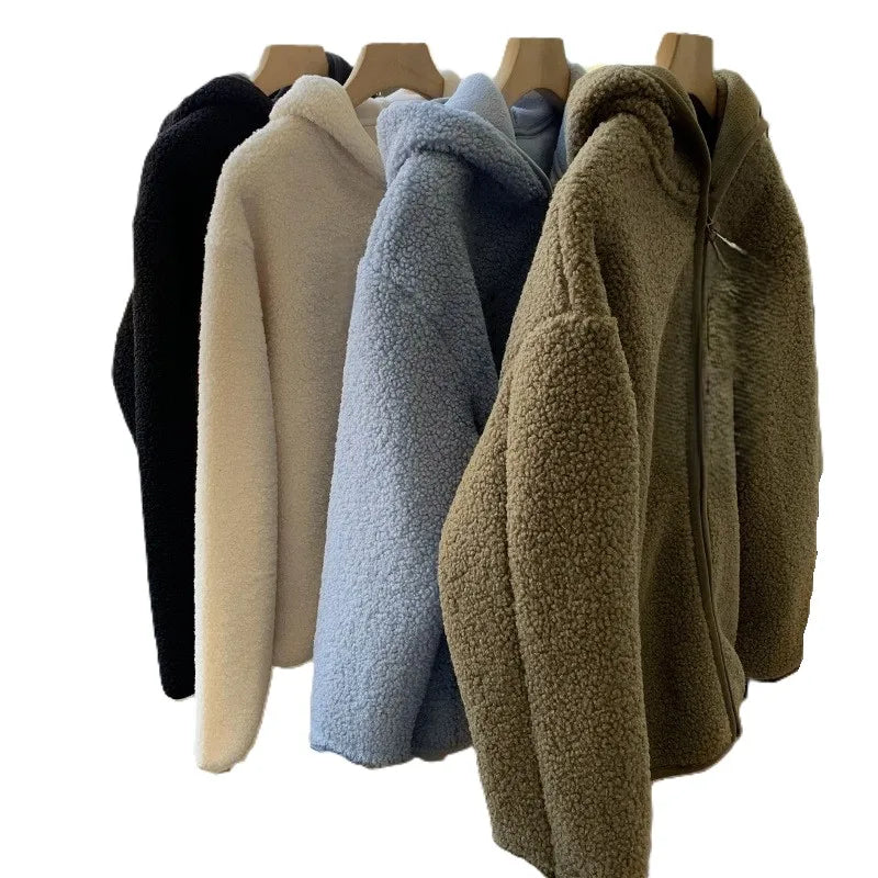 OEM Custom Logo Womens Double Sided Fleece Jacket Plus Size Winter Coat Lambswool Style Thickened Warm Zipper Casual Wear Hoodie MegaBDM