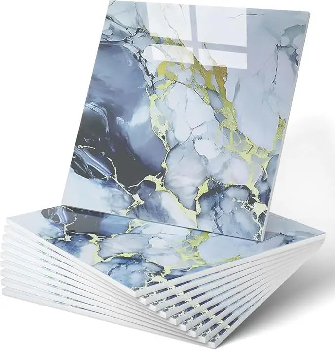 UDK Luxury Blue Marble Peel and Stick Tiles Waterproof Self-Adhesive Wall Covering for Kitchen Bathroom Living Room Decor MegaBDM
