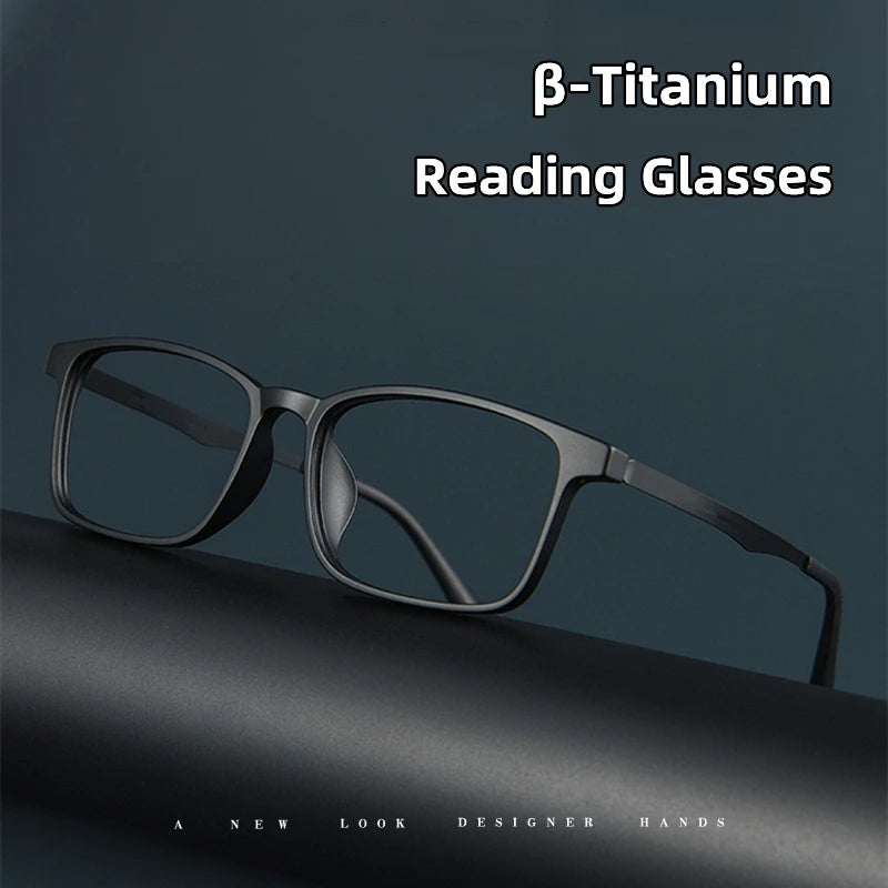 Ultralight Pure Titanium Photochromic Anti Blue Light Reading Glasses for Men Retro Business Computer Presbyopia Glasses0 to+6.0