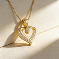 QIKU Wholesale Romantic Heart Shape Hollow Out Gold Color Pendant Women Necklace Copper Zircon Exquisite Jewelry Accessory