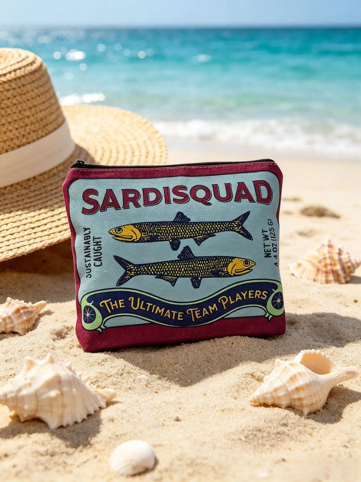 Vintage Print Fashion Fish Pattern Cute Travel Cosmetic Bag Portable Canvas Storage Pouch Lightweight Airplane Makeup Handbag MegaBDM