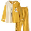 Women's Luxury Vintage 100% Cotton Pyjama Elegant Elastic Waist Sleepwear Soft Breathable Printed Pattern Knitted Summer Autumn